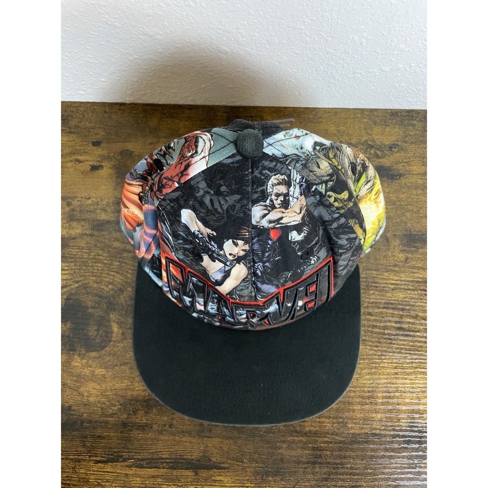Marvel Comics Snapback Hat Adult All Over Print Embroidered Logo Flat Brim Cap - Picture 2 of 9